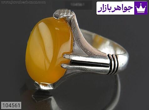 انگشتر نقره عقیق زرد مردانه [شرف الشمس] - 104561